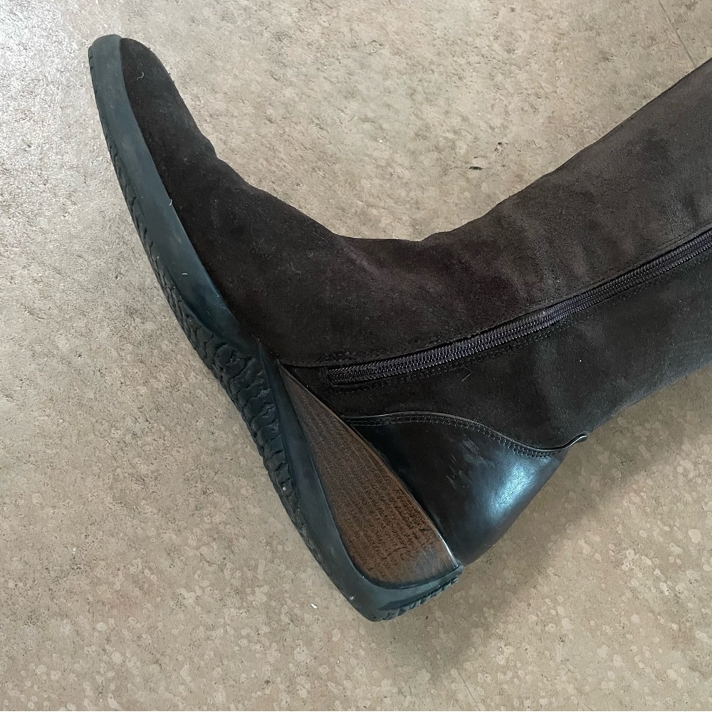 Aquatalia Meadow Boot Brown Suede Size 10 Waterproof Wdge Heel Padded Lining - Picture 10 of 14